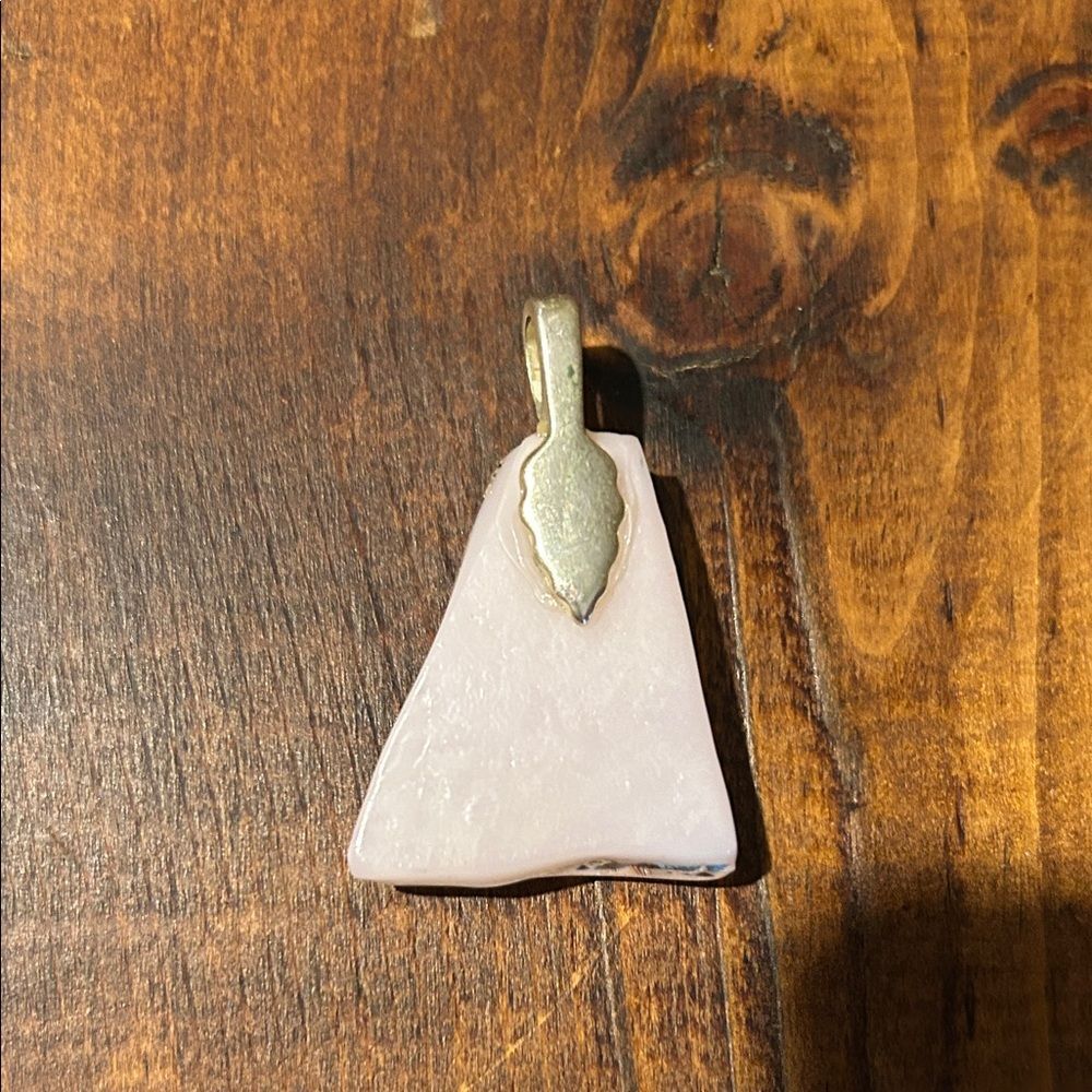 Vintage Pink Dichroic Glass Pendant Silver Accent Boho Statement Necklace - Picture 4 of 5